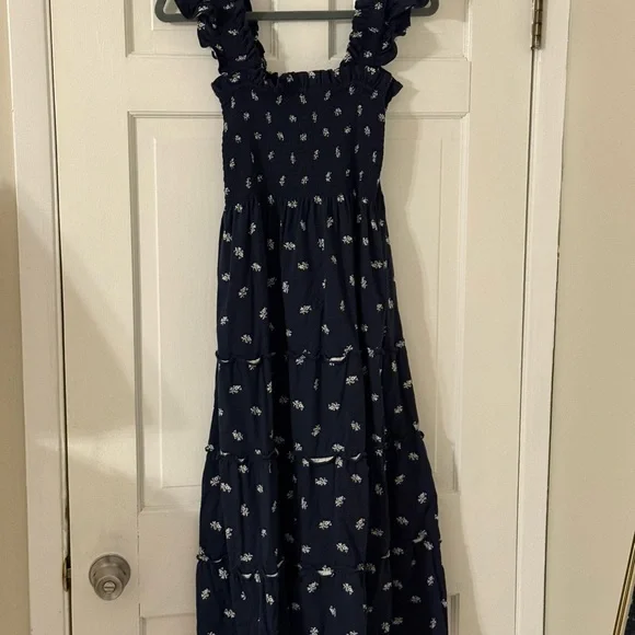 Navy Hill House Home Ellie Nap Dress with White Floral Pattern - Picture 2 of 2